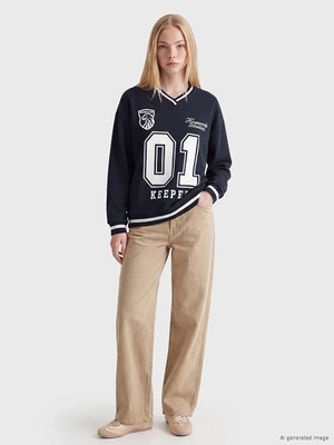 Lc Waikiki Yeni Sezon Lacivert Harry Potter Baskılı Oversize Kadın Kalın Sweatshirt