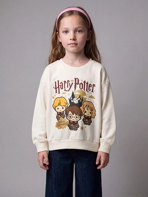Lc Waikiki Yeni Sezon Ekru Harry Potter Baskılı Kız Çocuk Sweatshirt