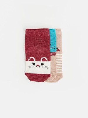 Lc Waikiki Yeni Sezon Pembe Hayvan Figürlü Kız Çocuk Soket Çorap 3'lü Paket