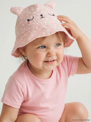 Lc Waikiki Yeni Sezon Pembe Hayvan Figürlü Kız Bebek Bucket Şapka