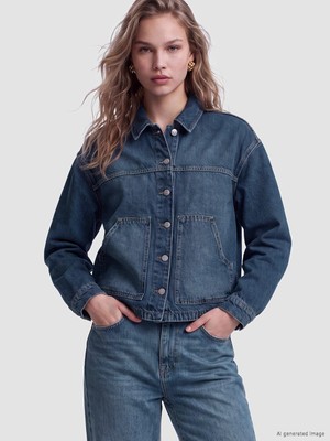 Lc Waikiki Yeni Sezon Indigo Gömlek Yaka Oversize Kadın Jean Ceket