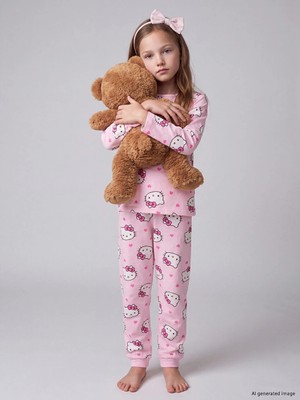 Lc Waikiki Yeni Sezon Pembe Hello Kitty Baskılı Kız Çocuk Pijama Takım
