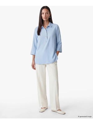 Lc Waikiki Yeni Sezon Mavi Oversize Kadın Gömlek Tunik