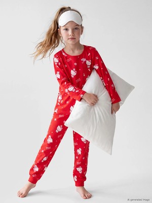 Lc Waikiki Yeni Sezon Kırmızı Hello Kitty Bisiklet Yaka Kız Çocuk Pijama Takım