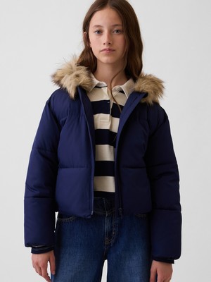 Gap Kız Çocuk Lacivert Relaxed Puffer Şişme Mont