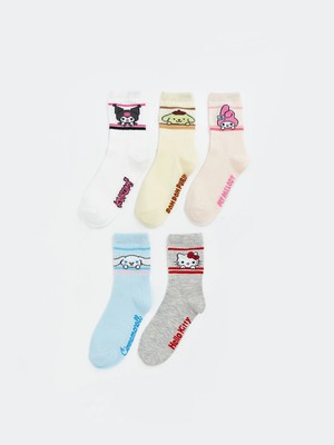 Lc Waikiki Yeni Sezon Ekru Hello Kitty Lisanslı Kız Çocuk Soket Çorap 5'li