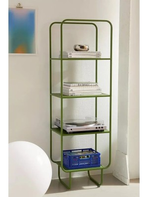 717 Design Alana D Metal Kitaplık 45 x 33 x 150 cm Zeytin Yeşili