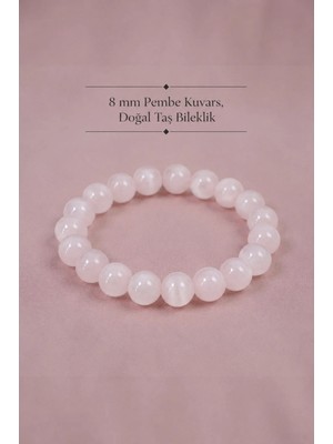 Pembe Kuvars Doğal Taş Bileklik - Kadın Bileklik Tasarımı