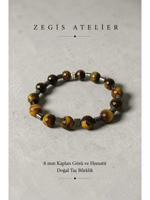 8 mm Kaplan Gözü ve Hematit Doğal Taş Bileklik Tasarımı