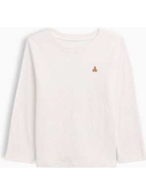 Gap Erkek Bebek Beyaz Bisiklet Yaka T-Shirt