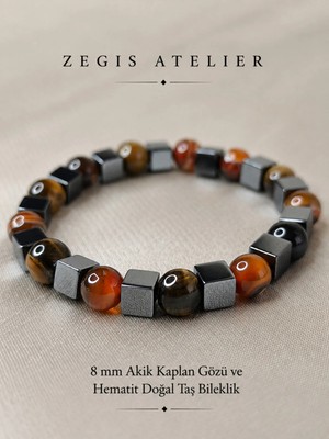 Doğal Taş Akik, Kaplan Gözü ve Hematit Doğal Taş Bileklik