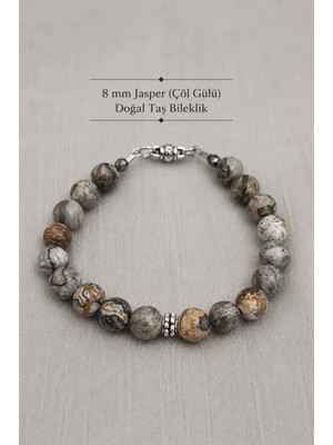 8 mm Gri Jasper Doğal Taş Bileklik