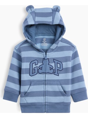 Gap Bebek Mavi Vintagesoft Brannan Bear Gap Logo Fermuarlı Sweatshirt