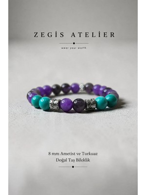 Ametist, Turkuaz ve Lav Taşı Doğal Taş Bileklik