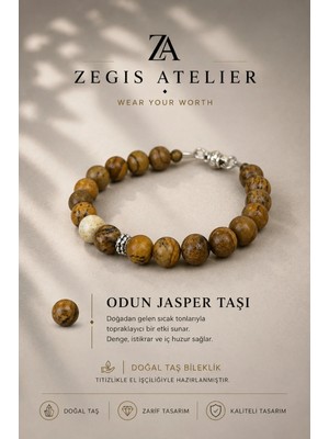 8 mm Odun Jasper Taşı Doğal Taş Bileklik