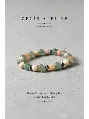 Aventurin ve Güneş Taşı Doğal Taş Bileklik