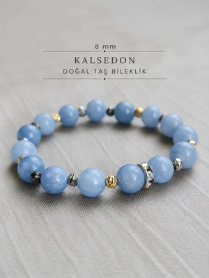 8 mm Kalsedon Doğal Taş Bileklik - Kadın Bileklik Tasarımı