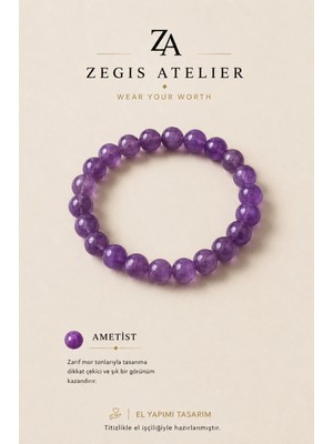 8 mm Ametist Doğal Taş Bileklik