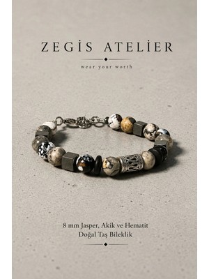Jasper , Akik ve Hematit Doğal Taş Bileklik