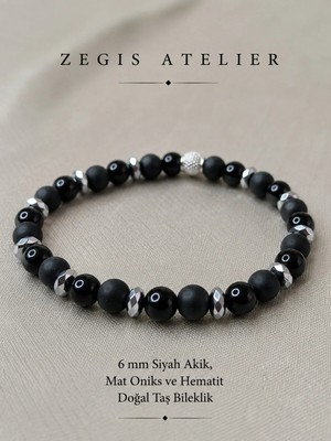 Oniks ve Hematit Doğal Taş Bileklik Tasarımı