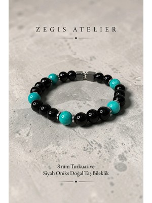Siyah Oniks ve Turkuaz Taşı Doğal Taş Bileklik Tasarımı