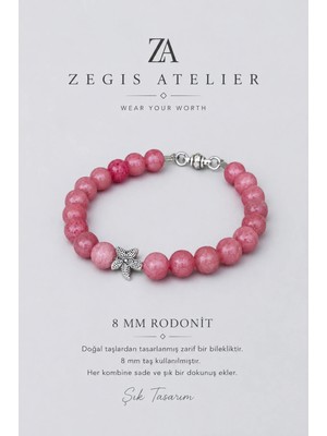 8 mm Rodonit Doğal Taş Bileklik