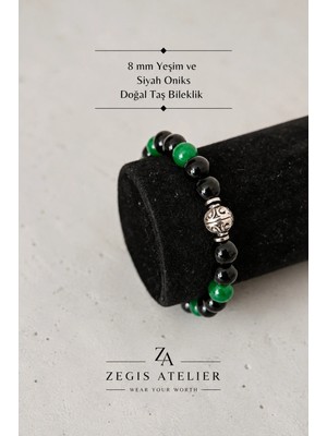8 mm Siyah Oniks ve Yeşim Doğal Taş Bileklik