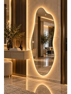 Nuun Dekor 150X50 cm Dokunmatik Ledli Asimetrik Boy Aynası