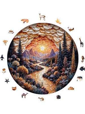 Happy Trend Puzzle Yetişkin - Altın Dağlar - 252 Parça, 29 x 29 cm - Yapıştırıcı Folyo Dahil - Benzersiz Şekilli Parçalar & Özel Figürler - A1-18