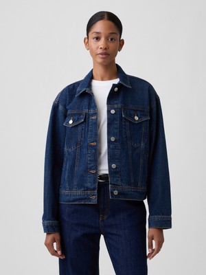 Gap Kadın Koyu Mavi Relaxed Icon Denim Ceket