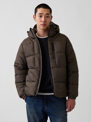 Gap Erkek Kahverengi Recycled Heavyweight Puffer Şişme Mont