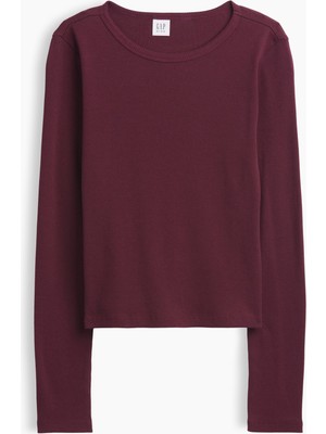 Gap Kız Çocuk Bordo Fitilli T-Shirt