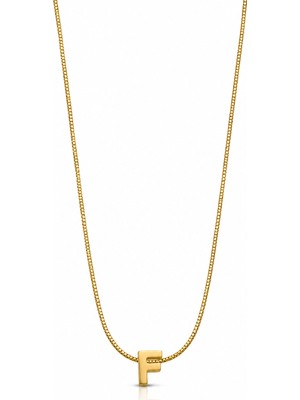Bilfa Gold Renk Minimalist F Harfi Kolye Ince Zincirli Kişiselleştirilmiş Kadın Takı
