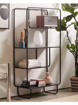 717 Design Alana B Metal Kitaplık 76 x 33 x 150 cm Siyah