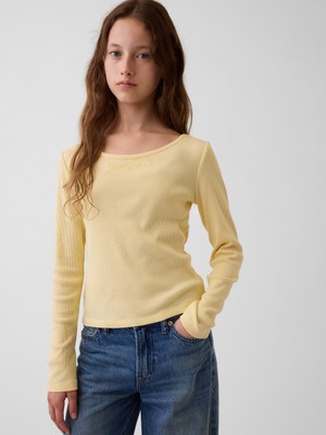 Gap Kız Çocuk Sarı Fitilli T-Shirt