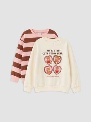 Lc Waikiki Yeni Sezon Kahverengi Kalın Kız Çocuk Sweatshirt 2'li