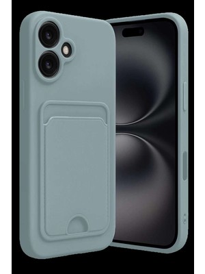 iPhone 16 Kılıf Kelvin Kartvizitli Silikon - Açık Yeşil
