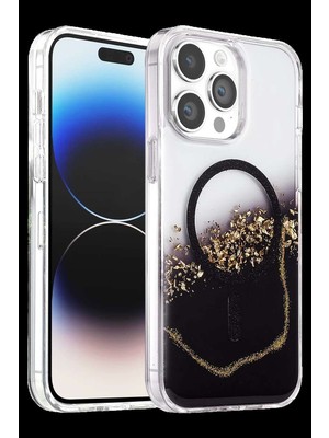 Onegif iPhone 15 Pro Max Lotus Simli Magsafe Kapak - Siyah