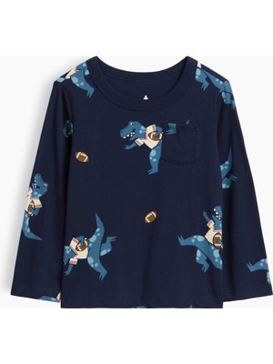 Gap Erkek Bebek Lacivert Mix & Match Baskılı Cep T-Shirt