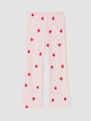 Lc Waikiki Yeni Sezon Pembe Kalp Nakışlı Kız Çocuk Ispanyol Paça Pijama Altı