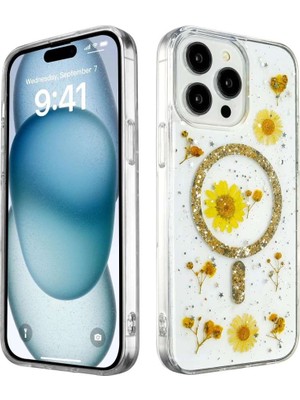 iPhone 15 Pro Max Kılıf Daisy Simli Magsafe Kapak -