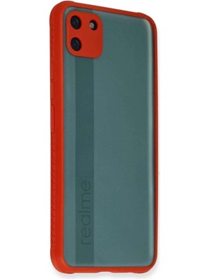 Realme C11 Kılıf Miami Şeffaf Silikon - Kırmızı