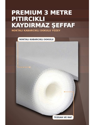 Eco Lounge 3 Metre Kalın Raf Örtüsü ve Tezgah Koruyucu Mat Şeffaf Kabarcık Dokulu Düzenleyici