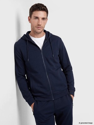 Lc Waikiki Yeni Sezon Lacivert Kapüşonlu Erkek Fermuarlı Sweatshirt