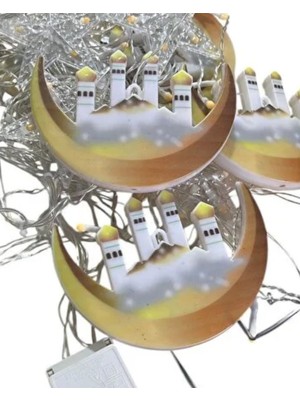 Eco Lounge Hilal Yıldız LED Ramazan Işığı 3 Metre Dekoratif Perde Aydınlatması
