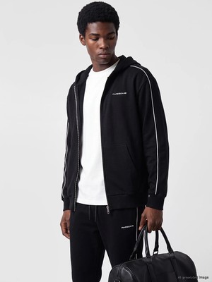 Lc Waikiki Yeni Sezon Siyah Kapüşonlu Erkek Fermuarlı Sweatshirt