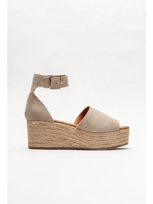 Elle Beige Leather Women's Espadrilles
