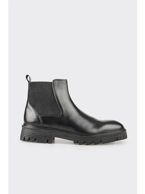 Elle Black Leather Men's Casual Boots