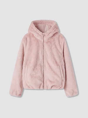 Lc Waikiki Yeni Sezon Pembe Kapüşonlu Kız Çocuk Pelüş Mont