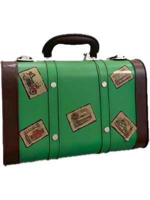 Eskitme Vintage Tarzı Kapaklı Metal Bavul Kutu Dekoratif Masaüstü Organizer ve Biblo